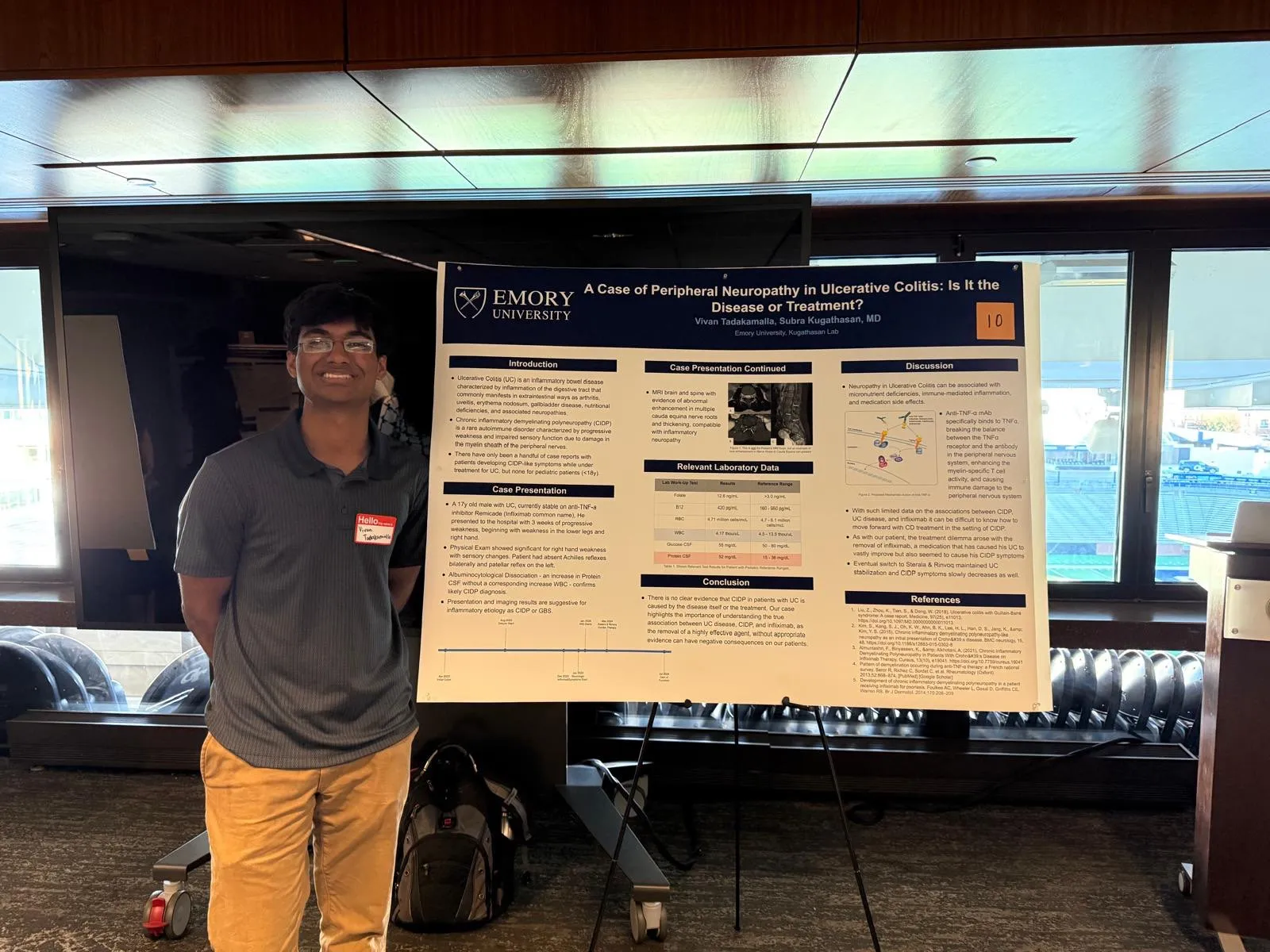 Vivan presenting the AIDP pediatric UC case report poster at GT Fall Undergraduate Research Symposium
